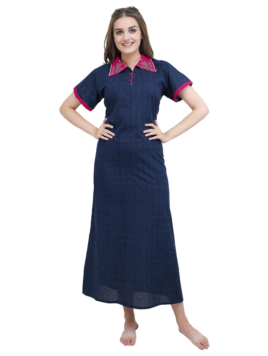 embroidered neck printed sleepshirts & nighty - 19578480 - Zoom Image - 0