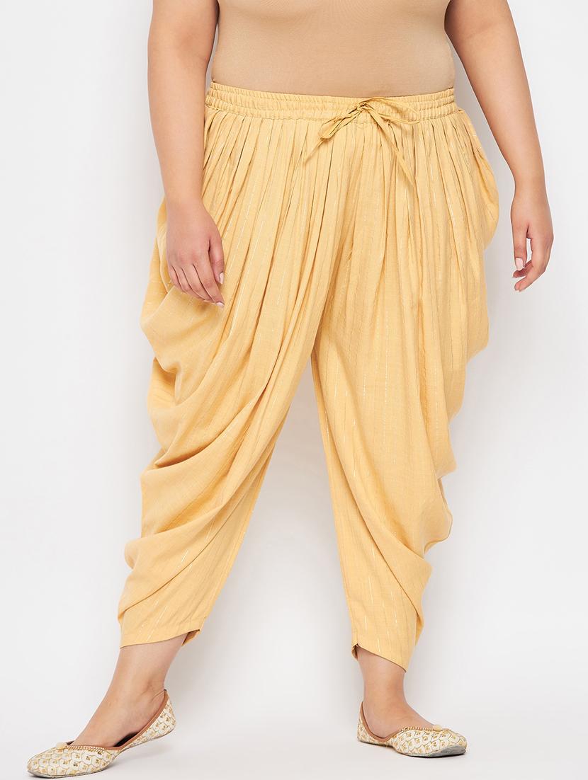 beige rayon striped dhoti salwar - 19578511 - Zoom Image - 0