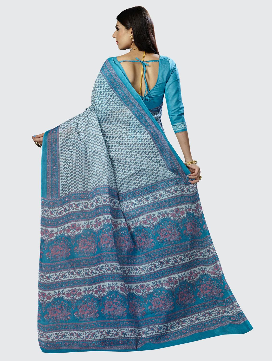floral chanderi saree with blouse - 19578520 - Standard Image - 3