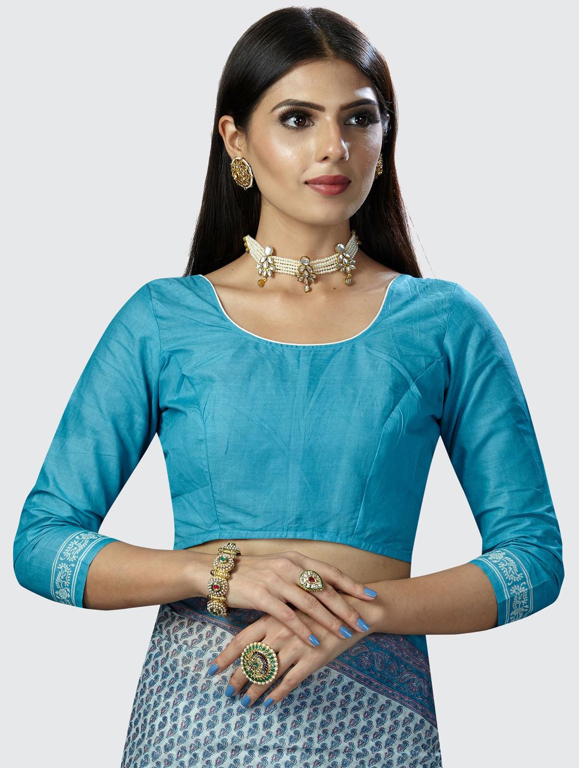 floral chanderi saree with blouse - 19578520 - Standard Image - 5