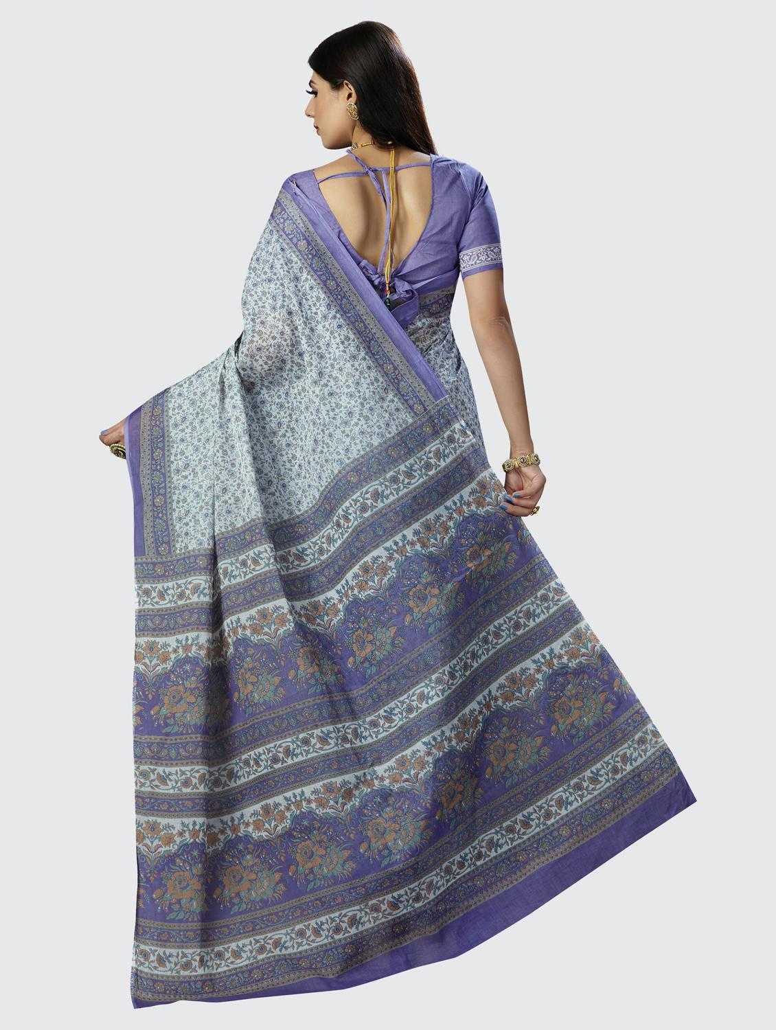 floral chanderi saree with blouse - 19578522 - Standard Image - 3