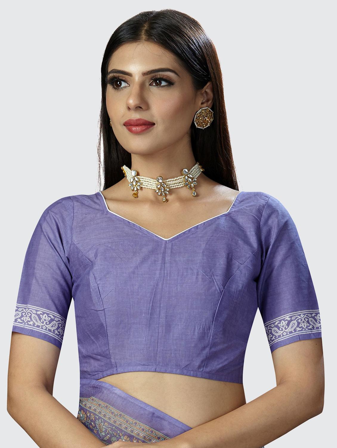 floral chanderi saree with blouse - 19578522 - Standard Image - 5