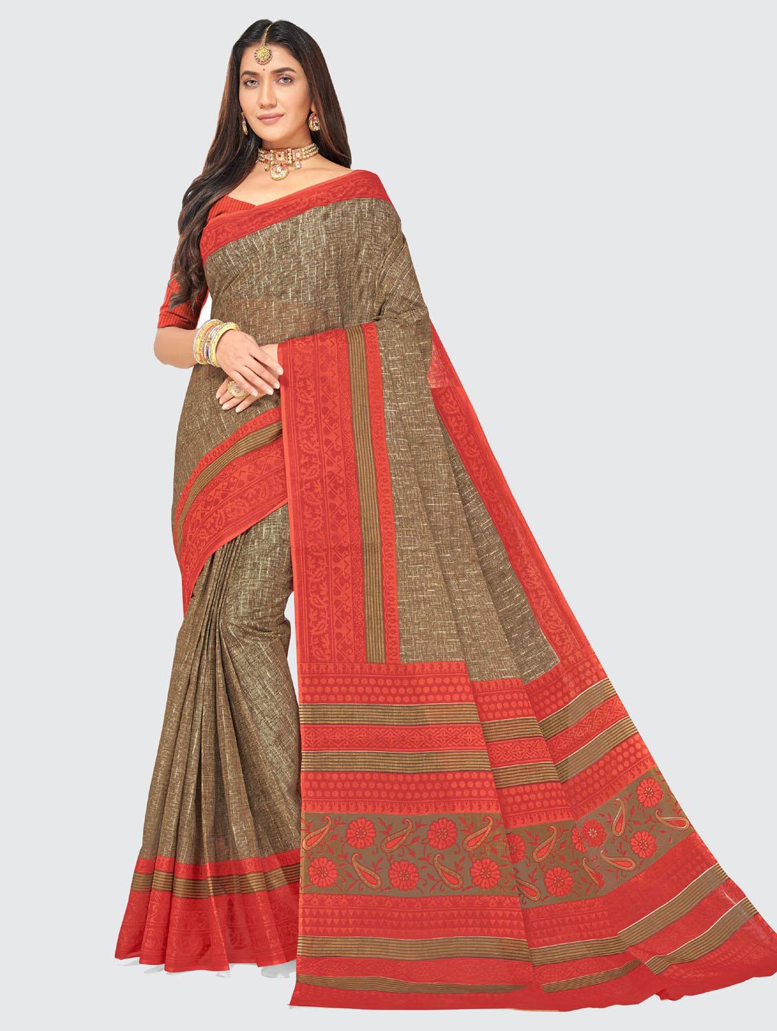 cotton printed saree with blouse - 19578524 - Zoom Image - 0