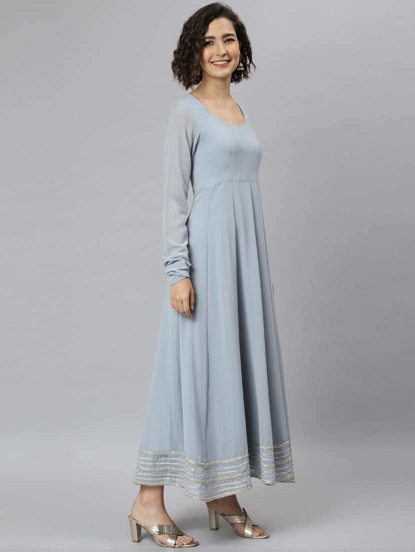 grey georgette kurta dupatta  set - 19578679 -  Standard Image - 3