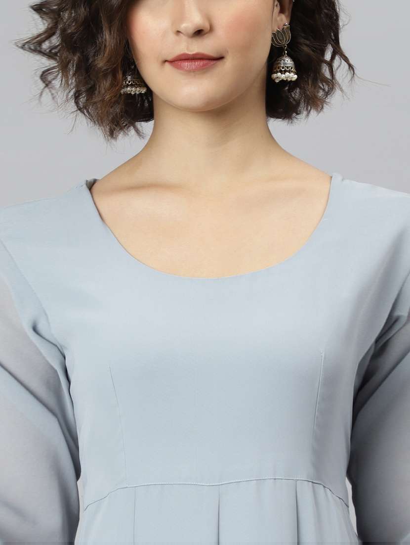 grey georgette kurta dupatta  set - 19578679 -  Standard Image - 5