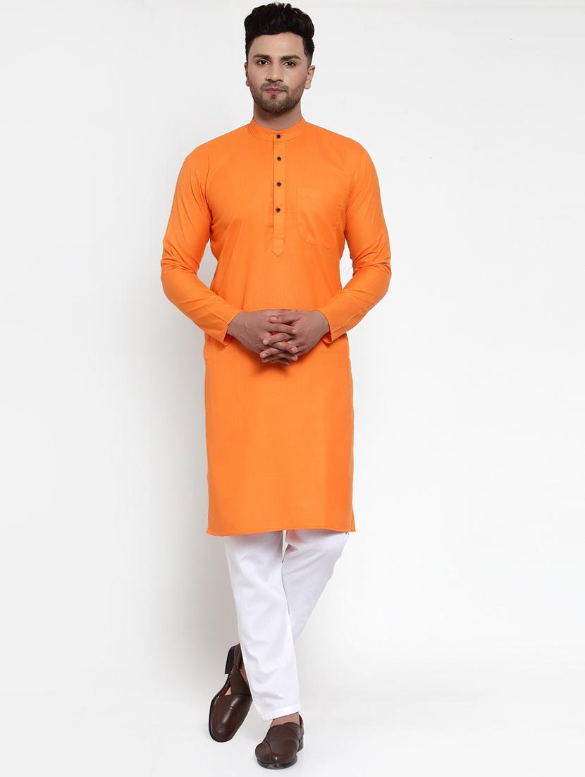 orange kurta pyjama ethnic wear set - 19579398 - Zoom Image - 0