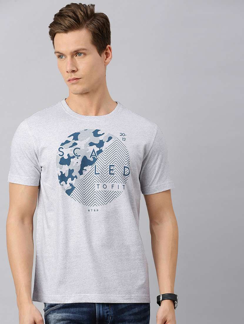 men round neck front print t-shirt