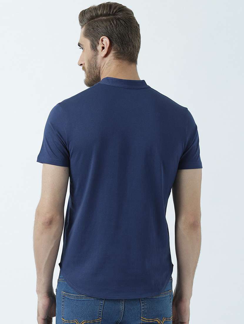 henley neck solid collared t-shirt - 19580430 -  Standard Image - 3