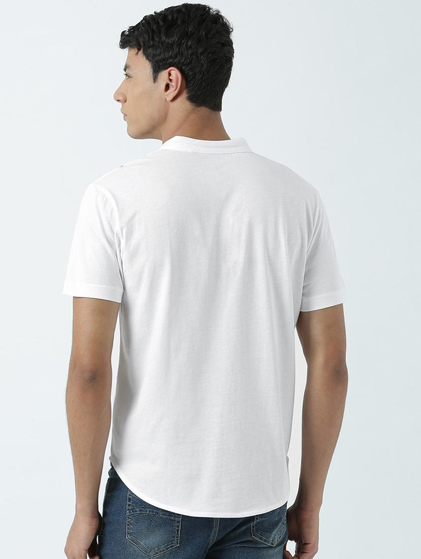 men mandarin neck neck printed t-shirt - 19580482 - Standard Image - 3