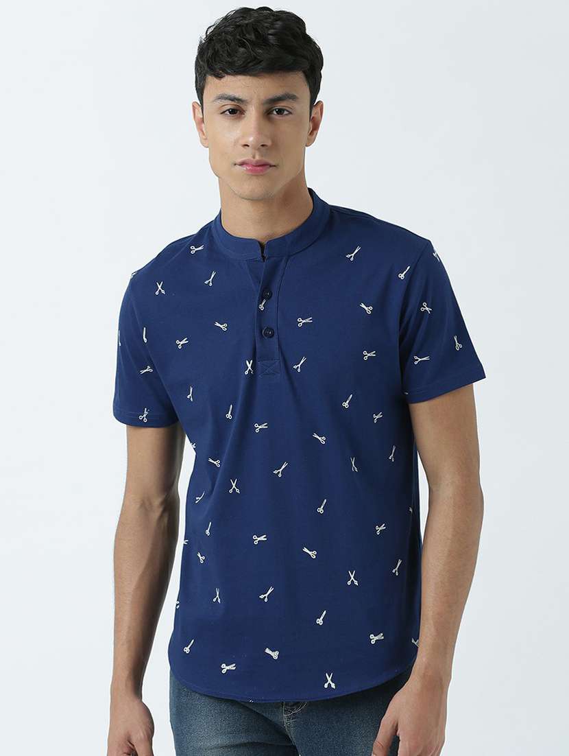 heniey neck printed regular t-shirt