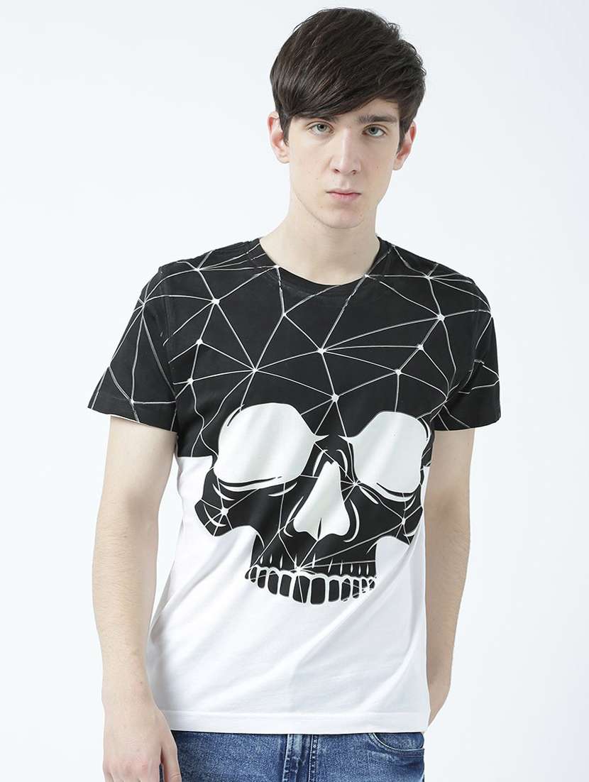 men front print short sleeve t-shirt