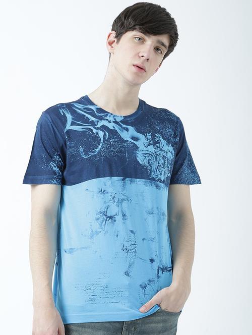 blue printed cotton blend regular t-shirt - 19580748 -  Standard Image - 0