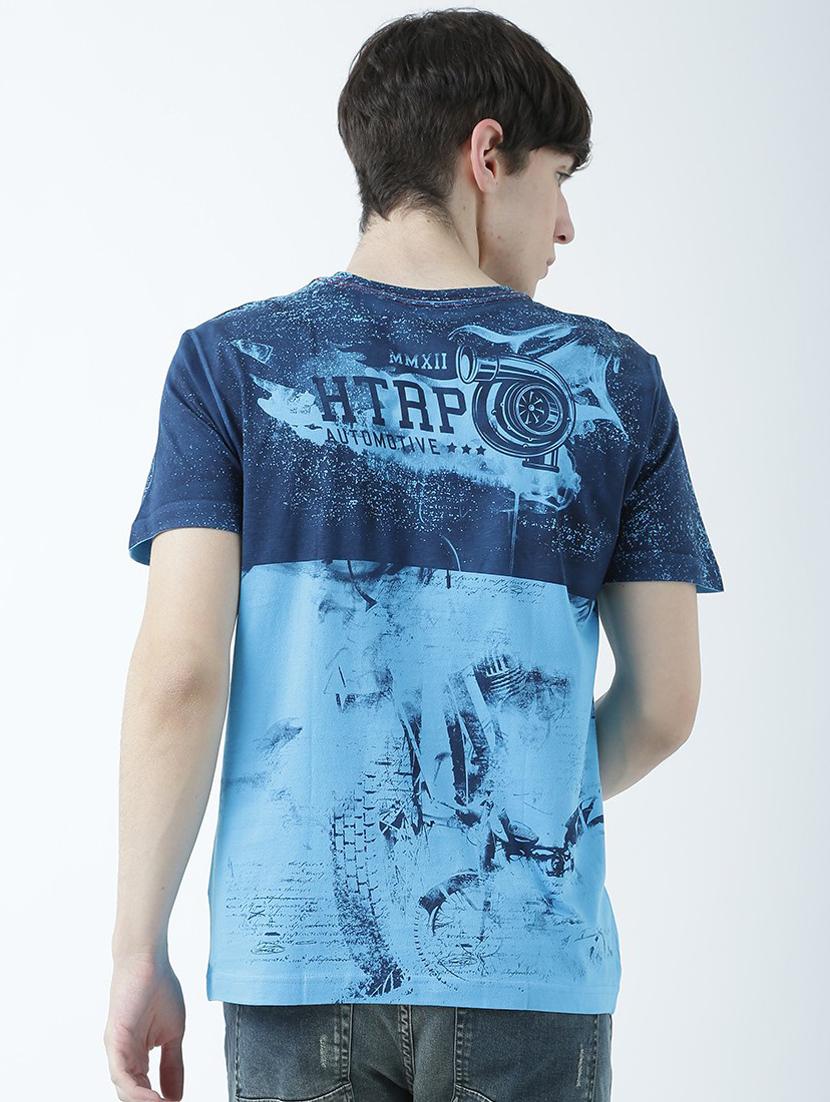 blue printed cotton blend regular t-shirt - 19580748 - Standard Image - 3