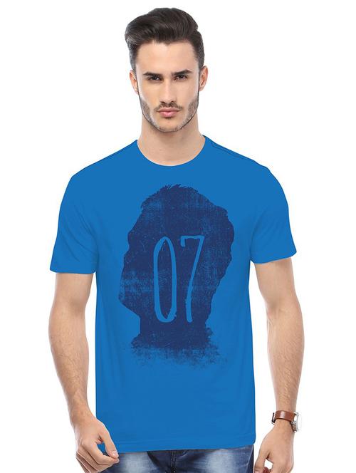 blue printed cotton blend regular t-shirt - 19580767 - Standard Image - 0