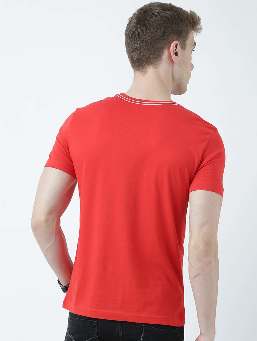 red printed cotton blend regular t-shirt - 19580776 -  Standard Image - 3