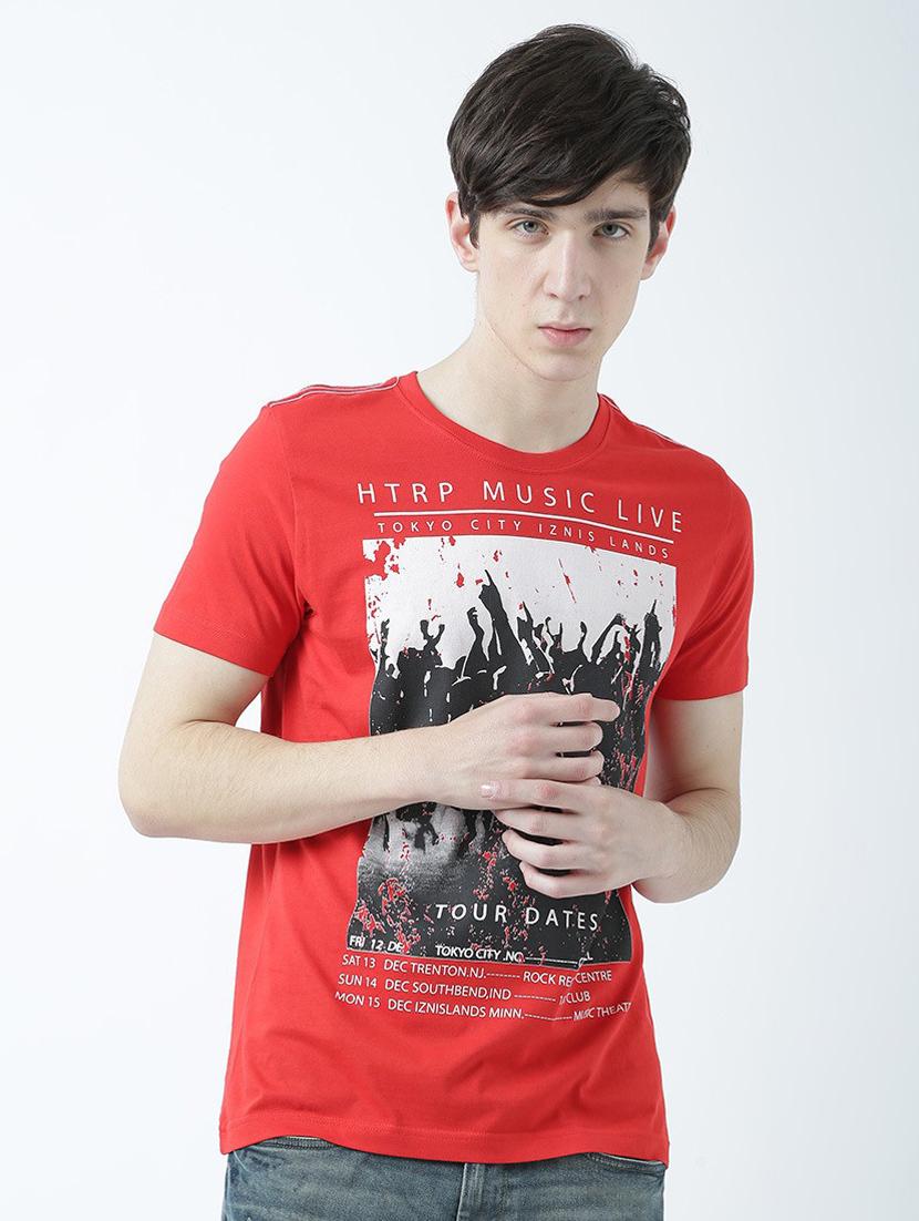 red printed cotton blend regular t-shirt - 19580785 - Zoom Image - 0