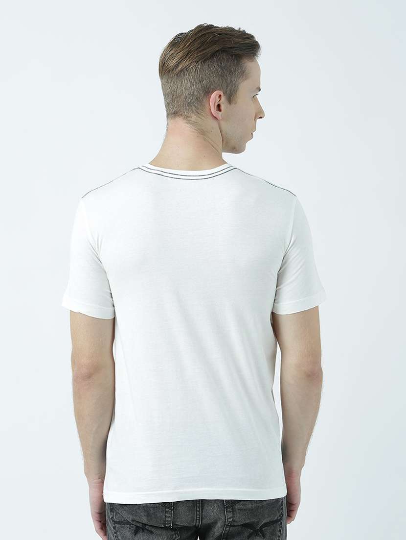 white printed cotton blend regular t-shirt - 19580814 -  Standard Image - 3