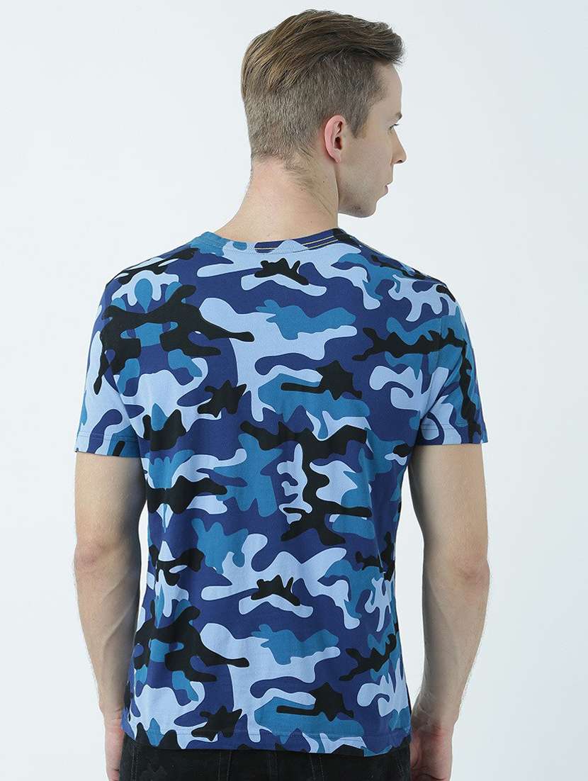 blue printed cotton blend regular t-shirt - 19580831 -  Standard Image - 3