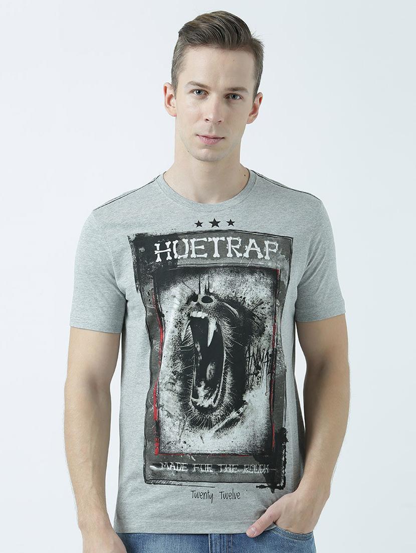 grey printed cotton blend regular t-shirt - 19580892 - Zoom Image - 0