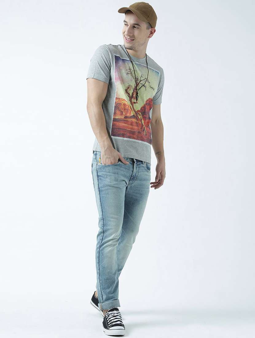 grey printed cotton blend regular t-shirt - 19580899 -  Standard Image - 3