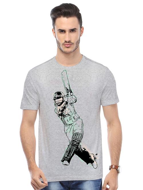 grey printed cotton blend regular t-shirt - 19580908 - Standard Image - 0