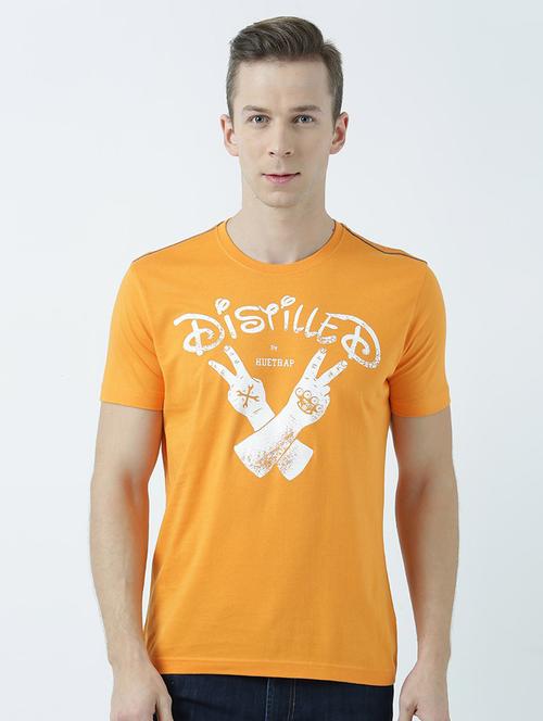 orange printed cotton blend regular t-shirt - 19580912 - Standard Image - 0