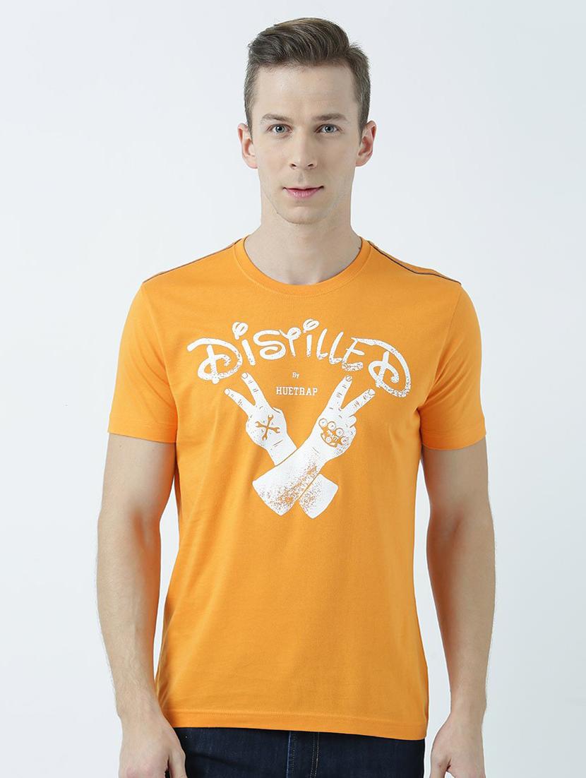 orange printed cotton blend regular t-shirt - 19580912 - Zoom Image - 0