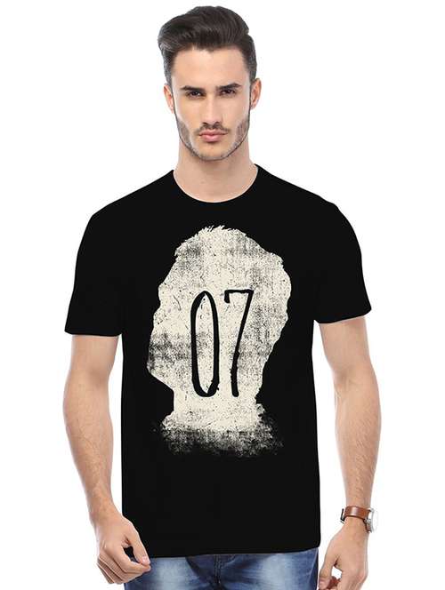 black printed cotton blend regular t-shirt - 19581072 -  Standard Image - 0