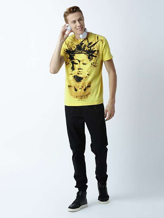 yellow printed cotton blend regular t-shirt - 19581093 -  Standard Image - 3