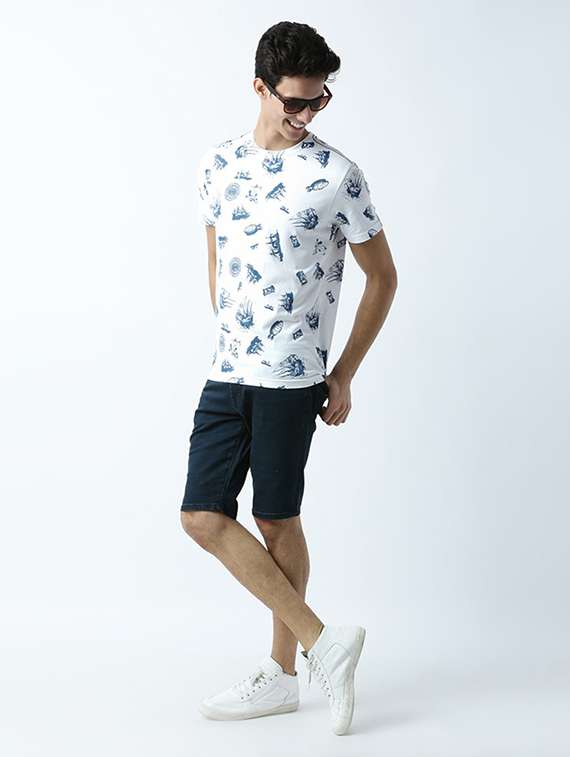 white printed cotton blend regular t-shirt - 19581112 - Standard Image - 3