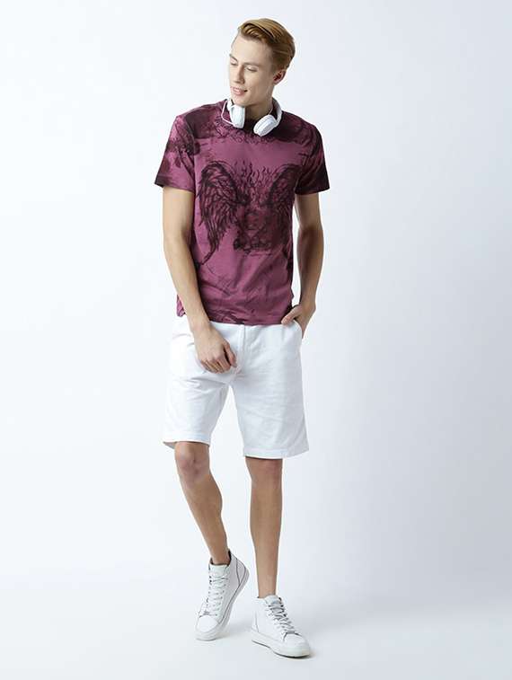 purple printed cotton blend regular t-shirt - 19581181 -  Standard Image - 3