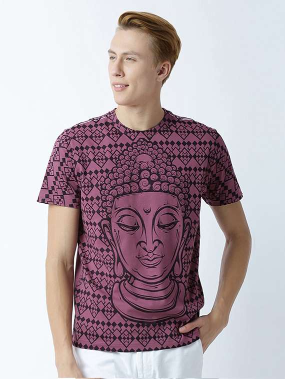 men front print short sleeve t-shirt