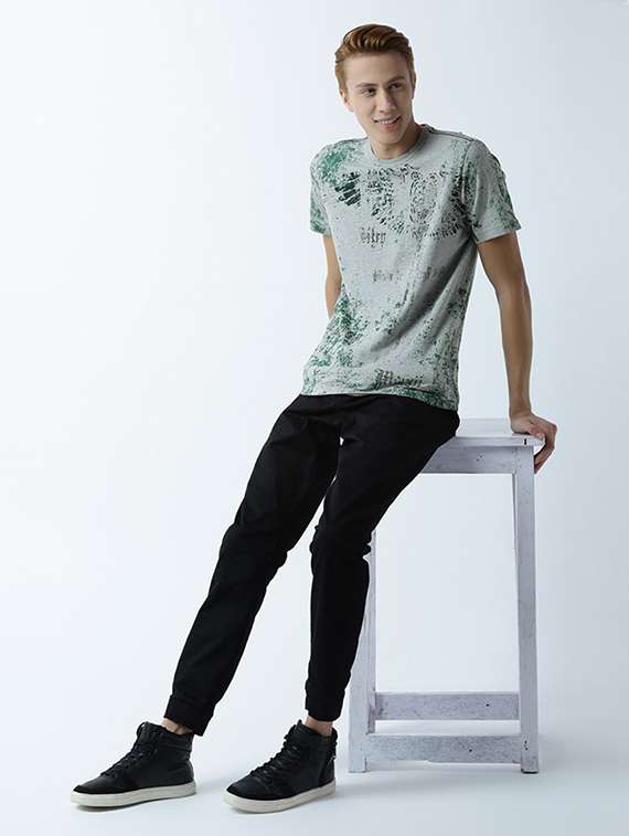 grey printed cotton blend regular t-shirt - 19581206 -  Standard Image - 3