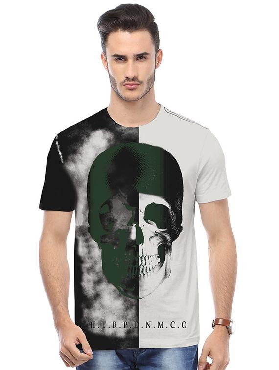 white printed cotton blend regular t-shirt