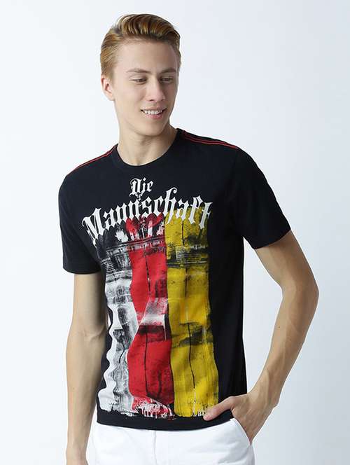 black printed cotton blend regular t-shirt - 19581444 - Standard Image - 0