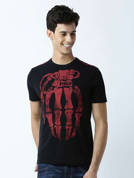 men crew neck front print regular t-shirt