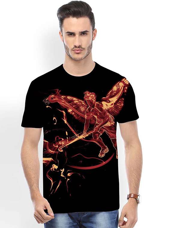 men crew neck front print regular t-shirt