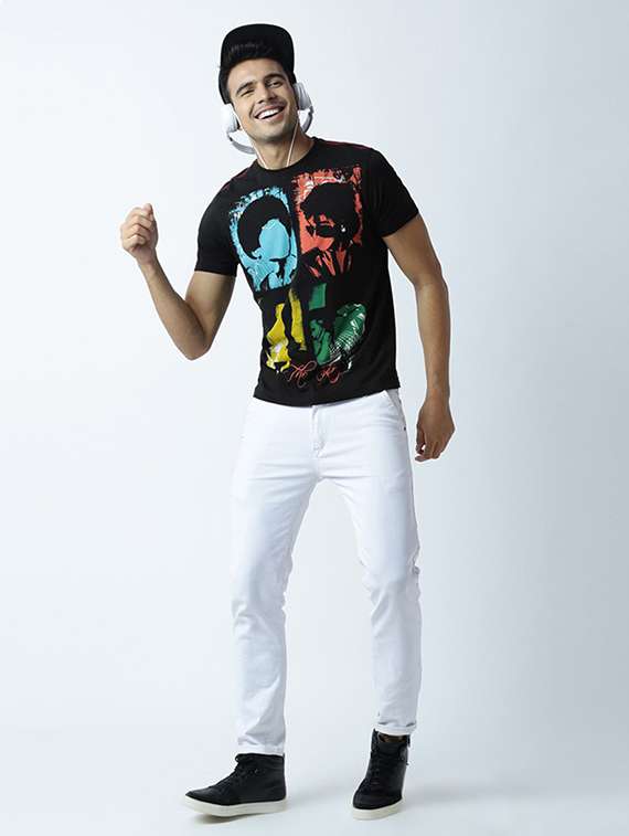 men crew neck front print regular t-shirt - 19581634 -  Standard Image - 3