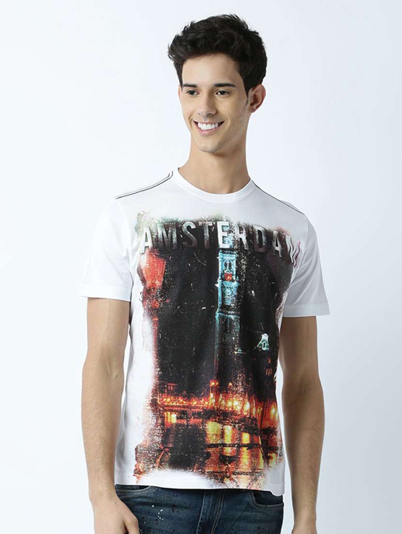 men crew neck printed regular t-shirt