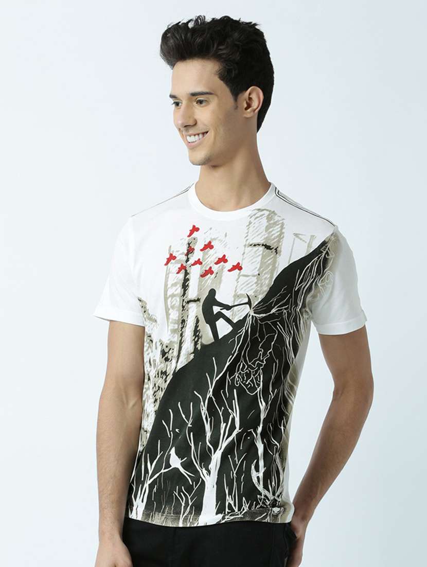 men crew neck front print regular t-shirt
