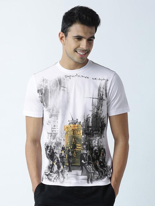 men crew neck front print regular t-shirt - 19581675 - Standard Image - 0