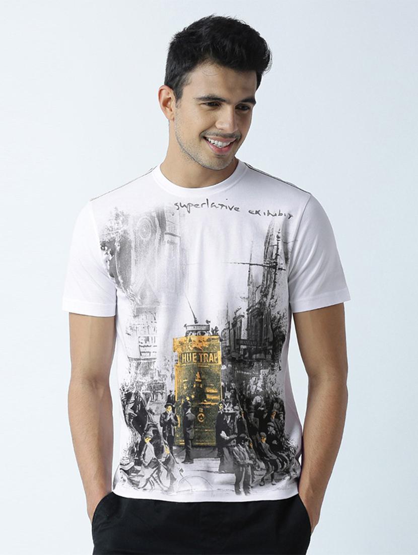 men crew neck front print regular t-shirt - 19581675 - Zoom Image - 0