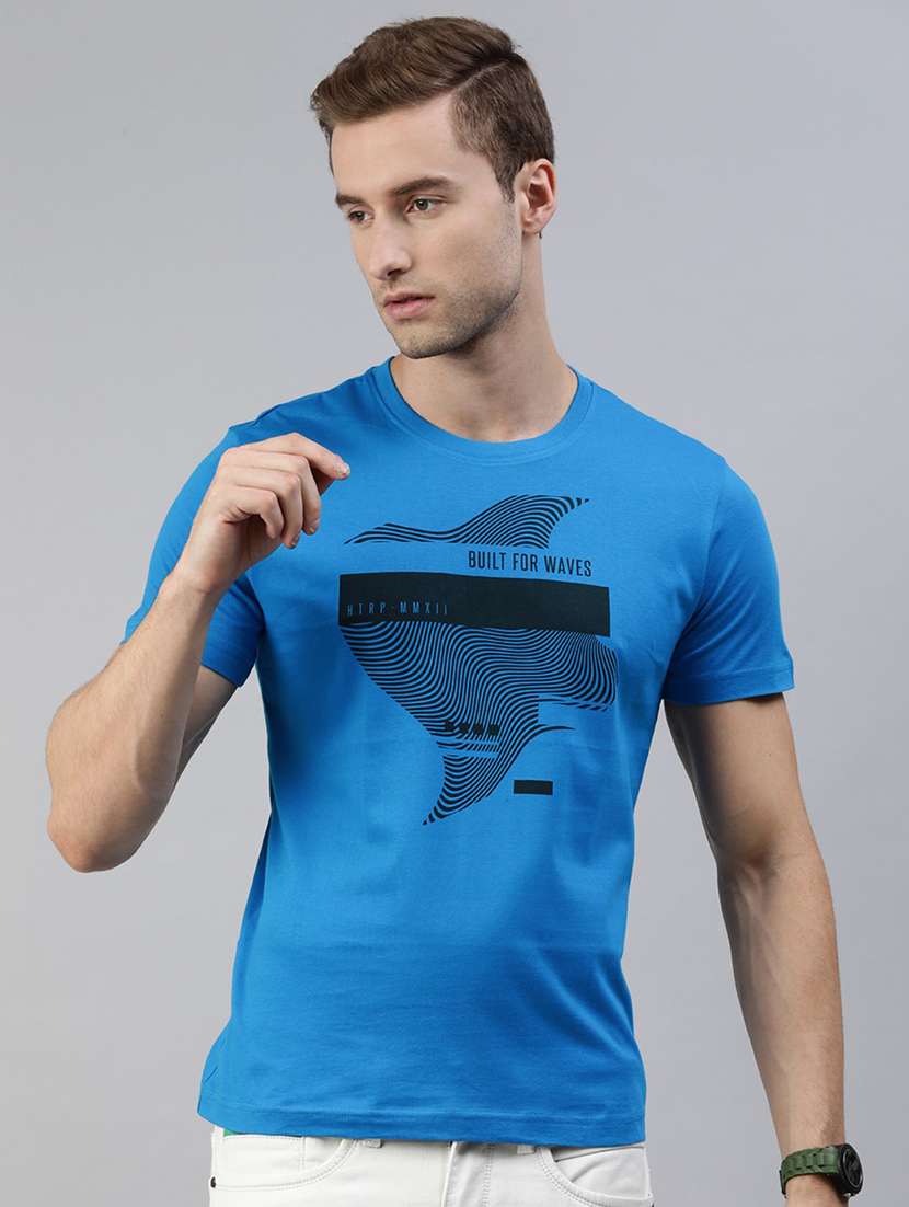 men round neck front print t-shirt