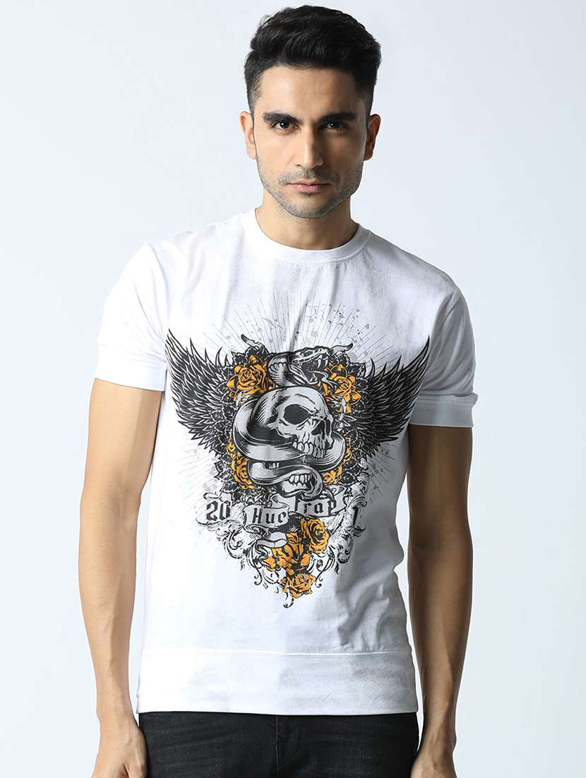 men crew neck front print t-shirt