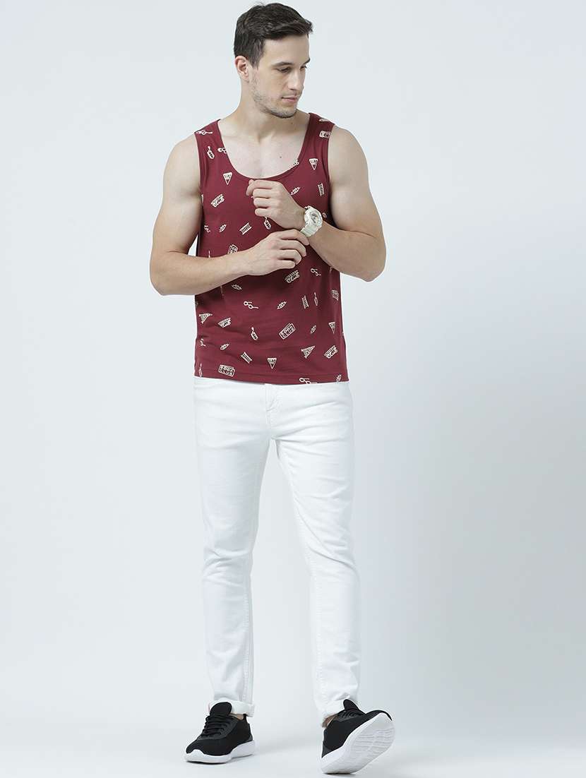 men scoop neck front print sleeveless t-shirt - 19581922 -  Standard Image - 3