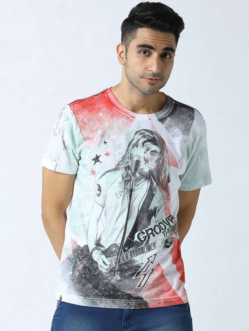 men crew neck front print t-shirt