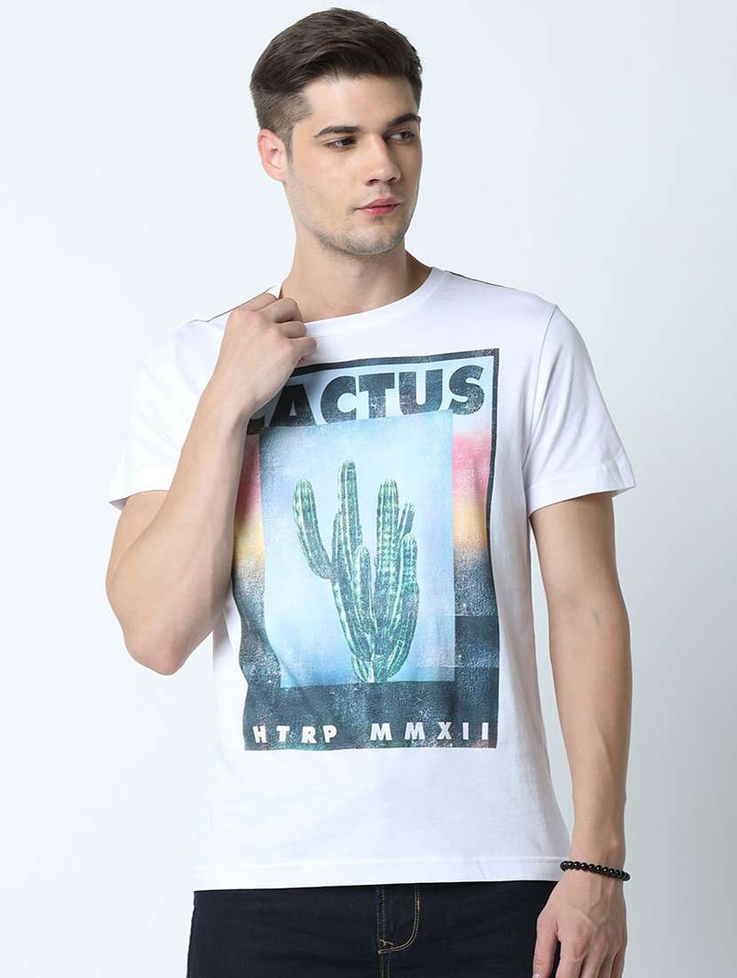 men crew neck front print t-shirt