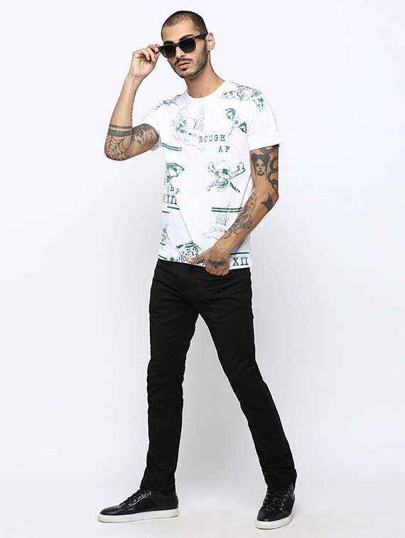 men crew neck front print t-shirt - 19581990 -  Standard Image - 3