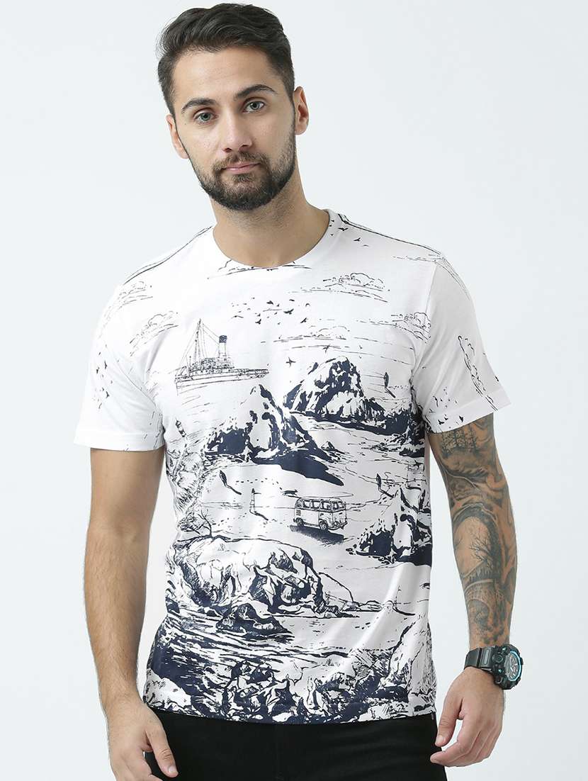 men crew neck front print t-shirt