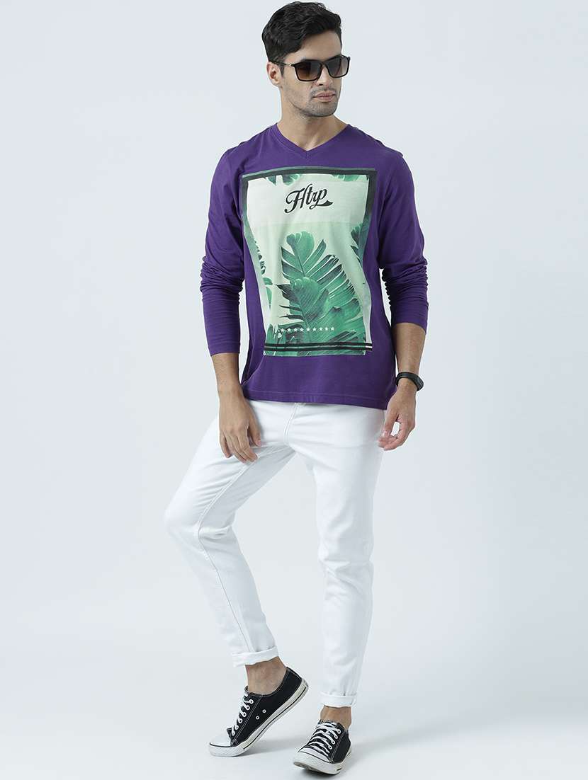men v neck front print t-shirt - 19582068 -  Standard Image - 3